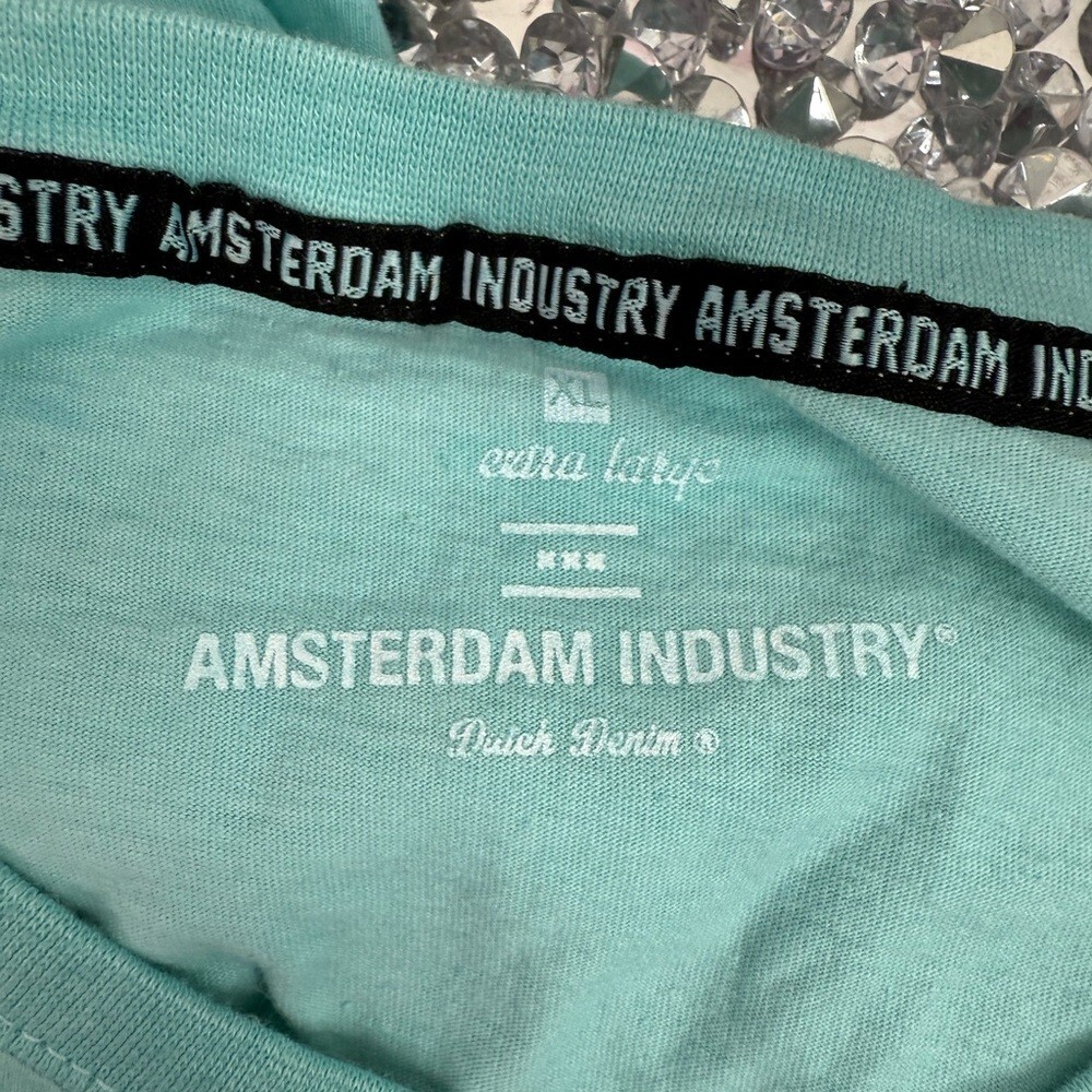 Amsterdam industry T-shirt blue green white Teal Amsterdam Graphic T-Shirt - Picture 9 of 10